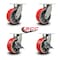 Service Caster 8 Inch Heavy Duty Red Poly on Cast Iron Wheel Swivel Caster Set with 2 Brakes SCC-KP92S830-PUR-RS-2-SLB-2 - alternate 4